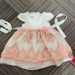 Cream AND peach dress 12M Bonnie baby